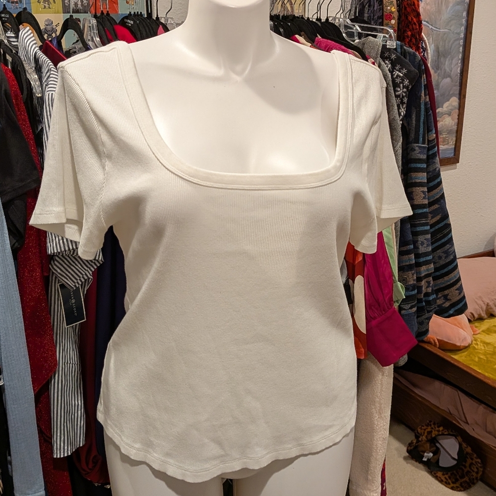 Universal Thread Cream Square Neck Short Sleeve Top - 1X